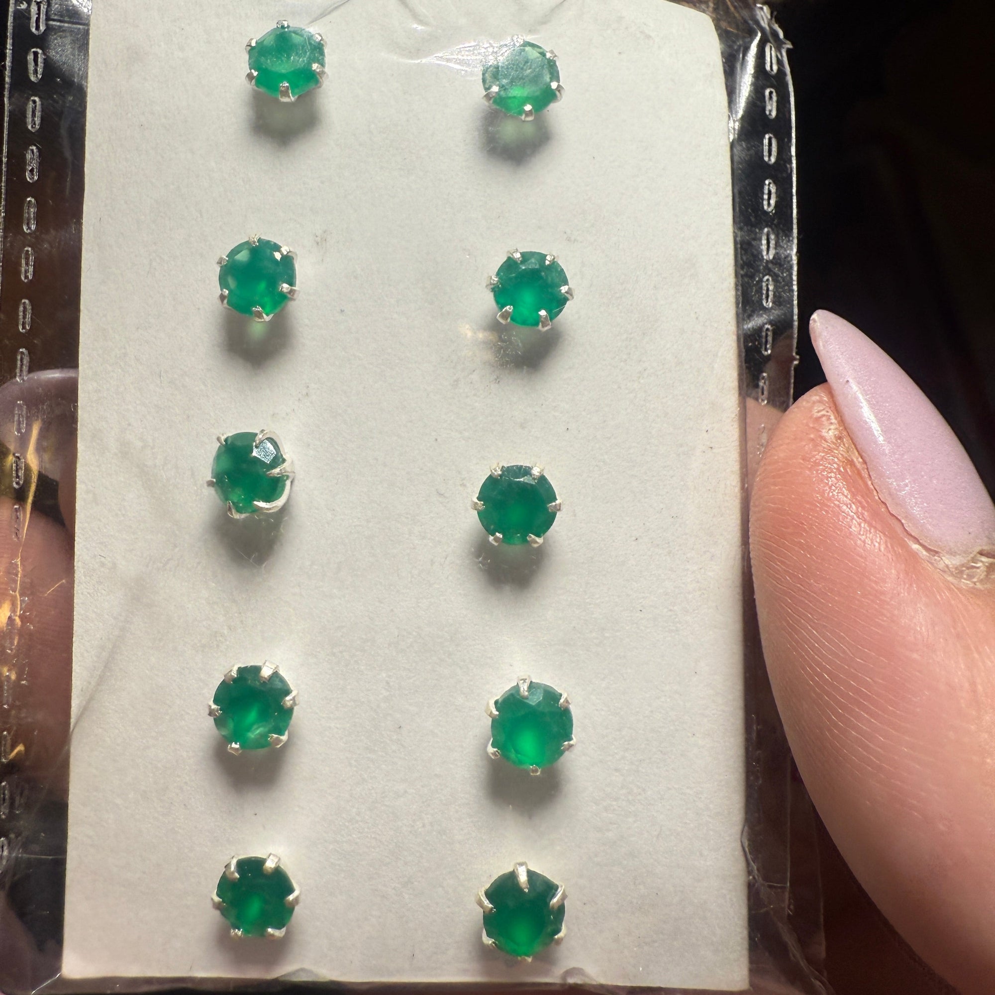 Emerald Round Post Earrings – Sterling Silver
