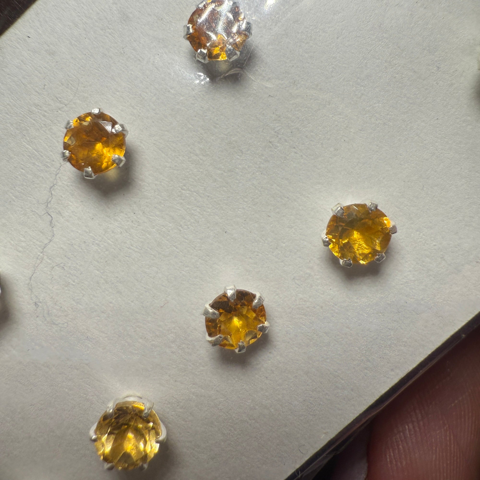 Citrine Round Post Earrings – Sterling Silver