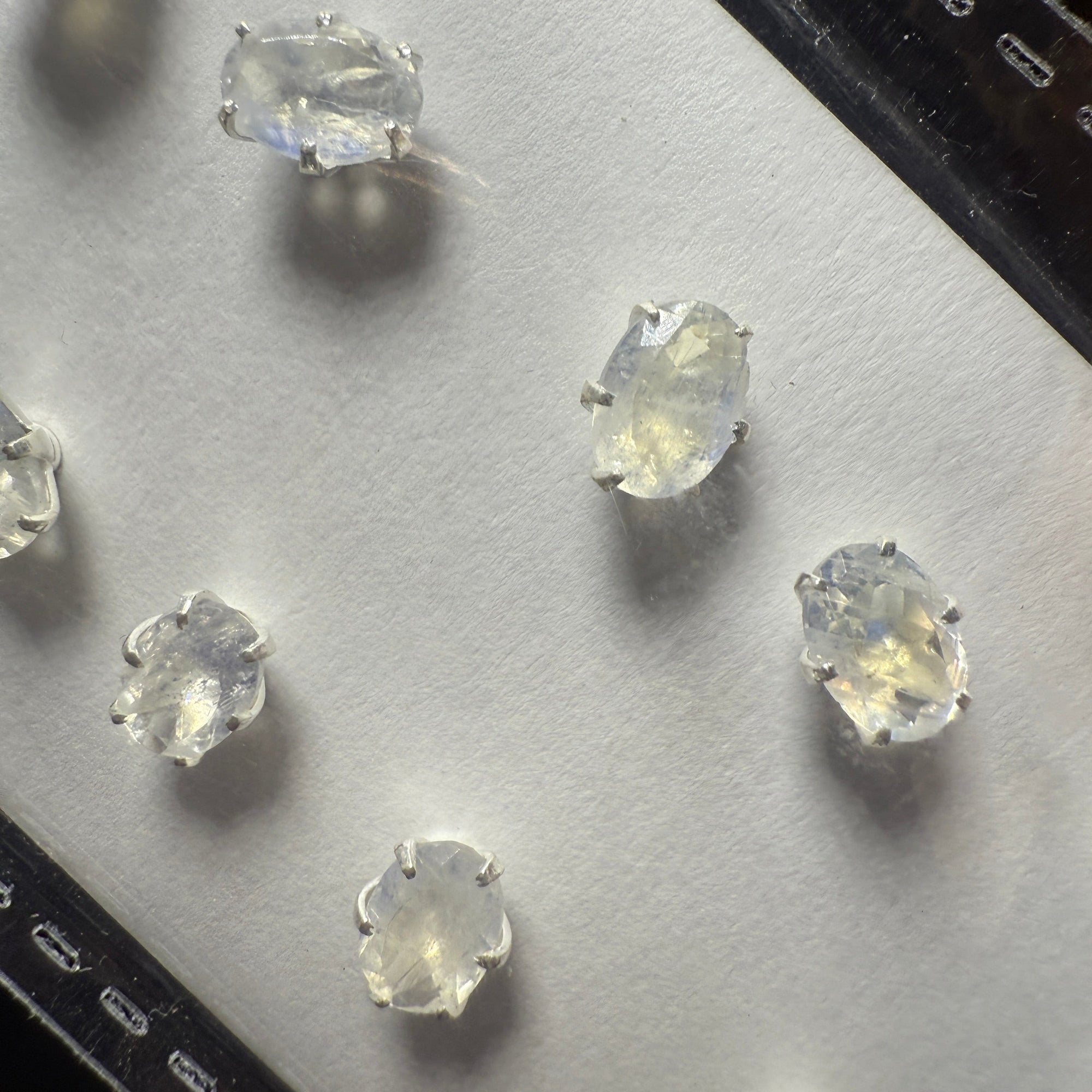 Rainbow Moonstone Oval Post Earrings – Sterling Silver