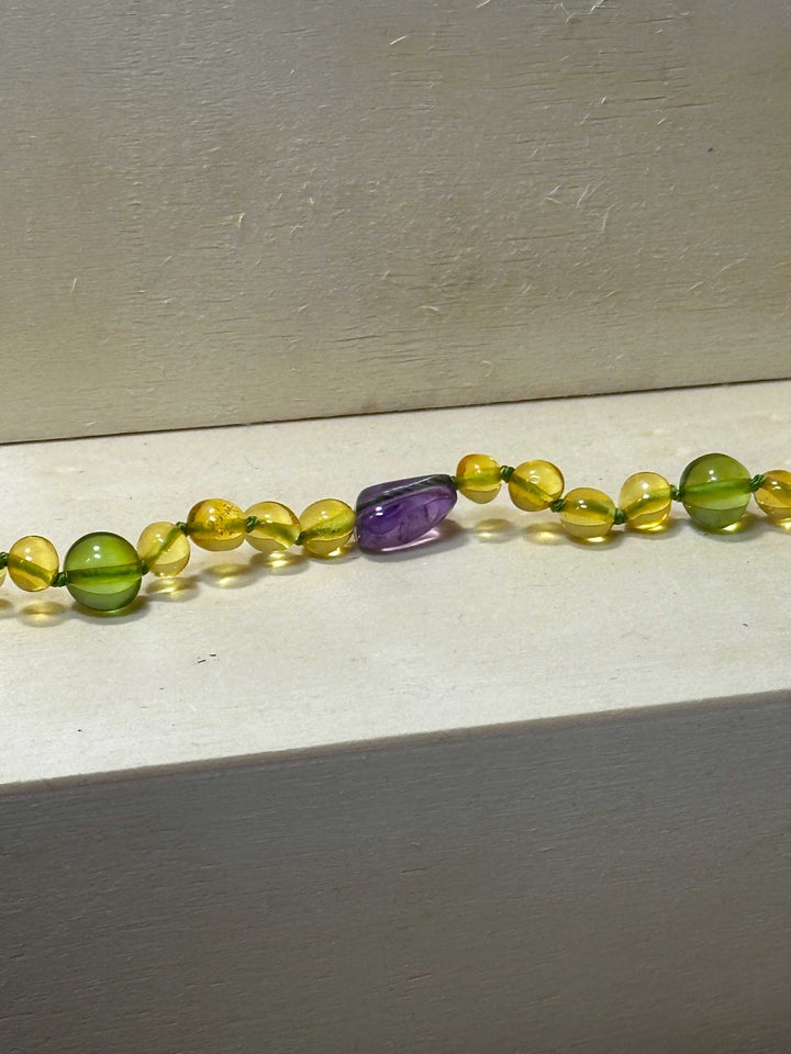 Baltic Amber &amp; Green Caribbean Amber Teething Necklace