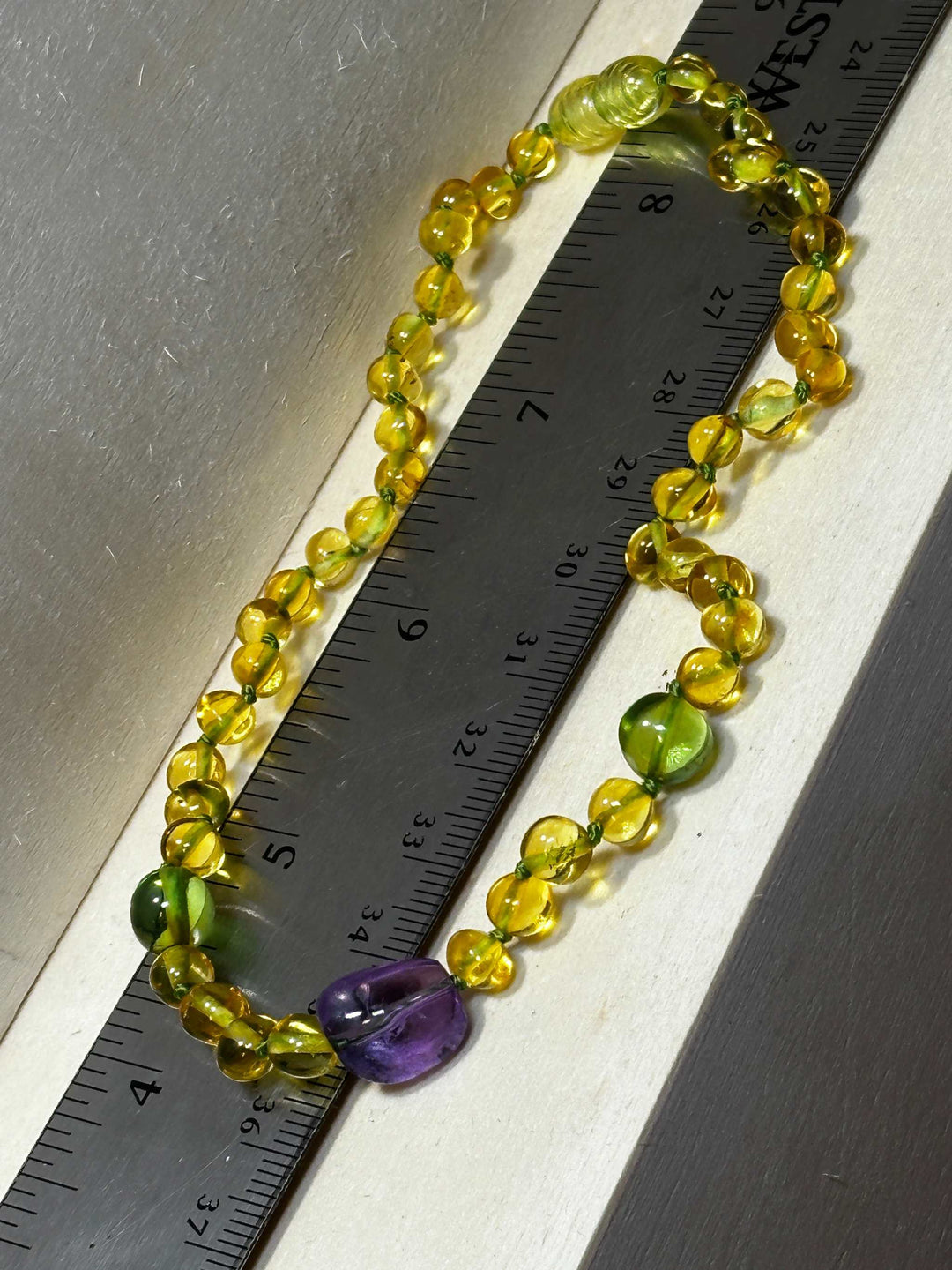 Baltic Amber &amp; Green Caribbean Amber Teething Necklace