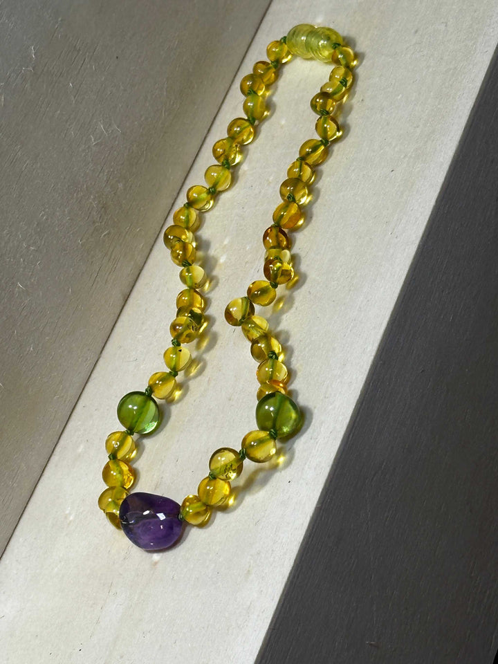 Baltic Amber &amp; Green Caribbean Amber Teething Necklace