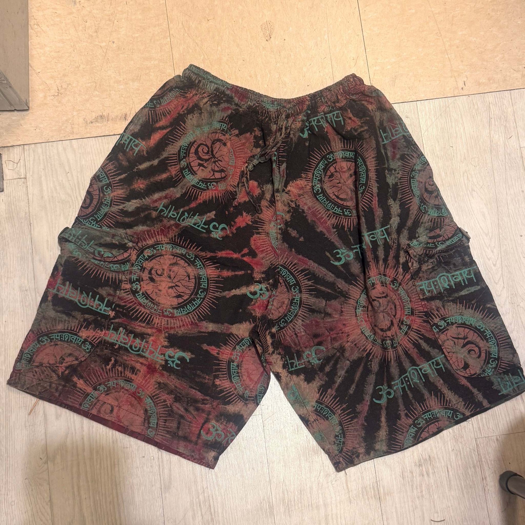 Cotton Tie Dye Ohm Cargo Shorts