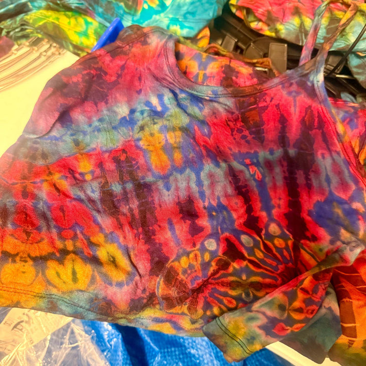 Tie Dye Crop Top - Crisscross Open Back