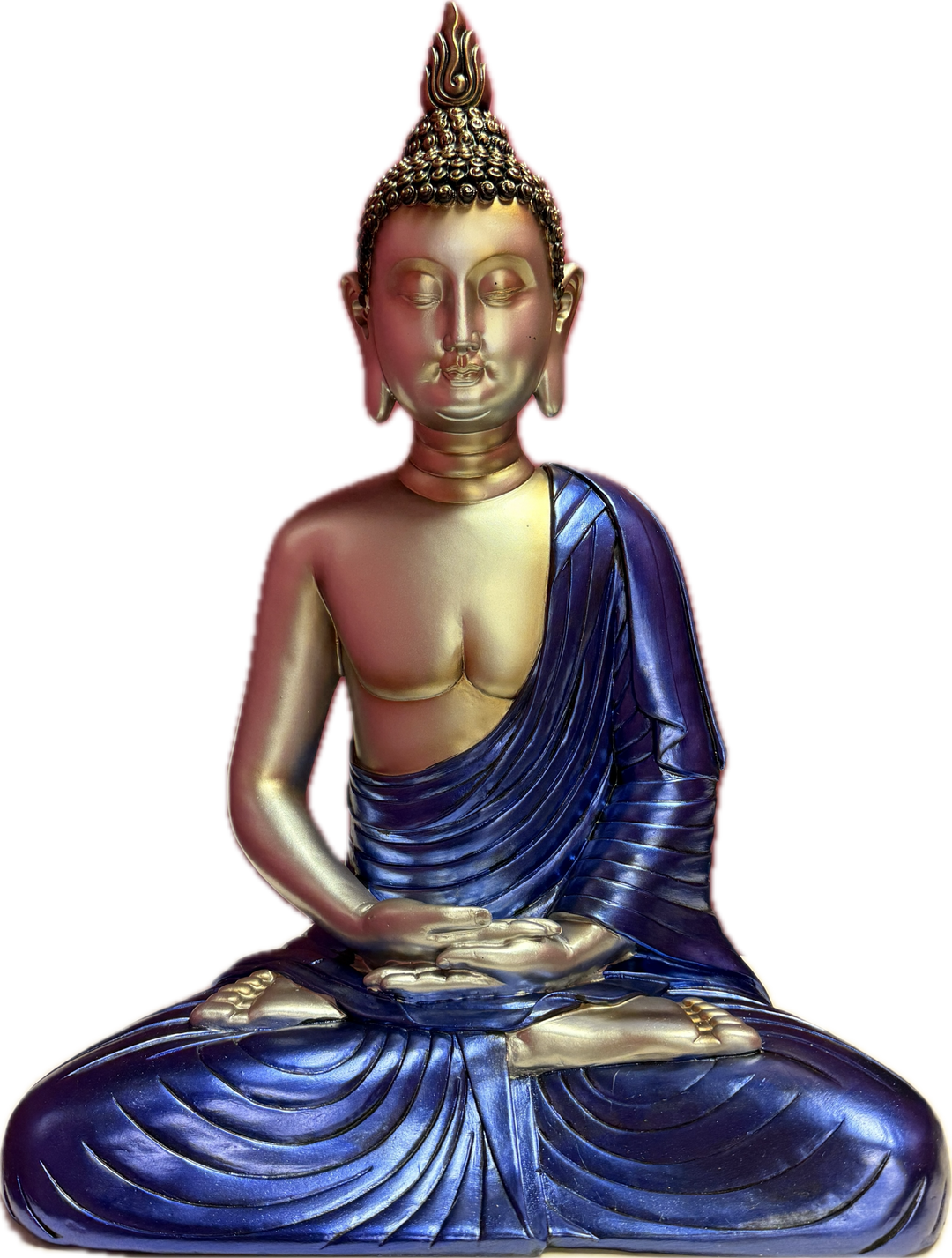 20-inch Waves of Enlightenment Tibetan Buddha in Bluish Purple Robe