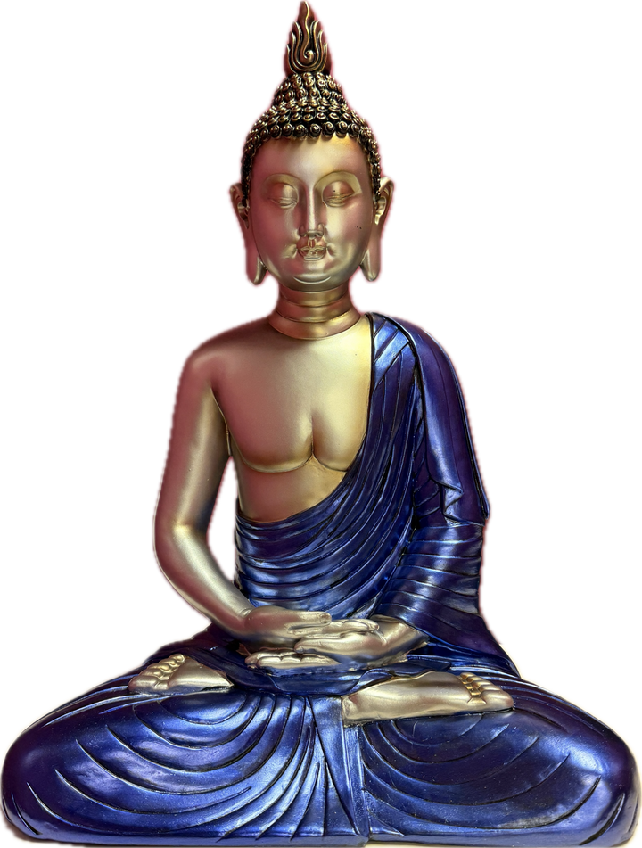 20-inch Waves of Enlightenment Tibetan Buddha in Bluish Purple Robe