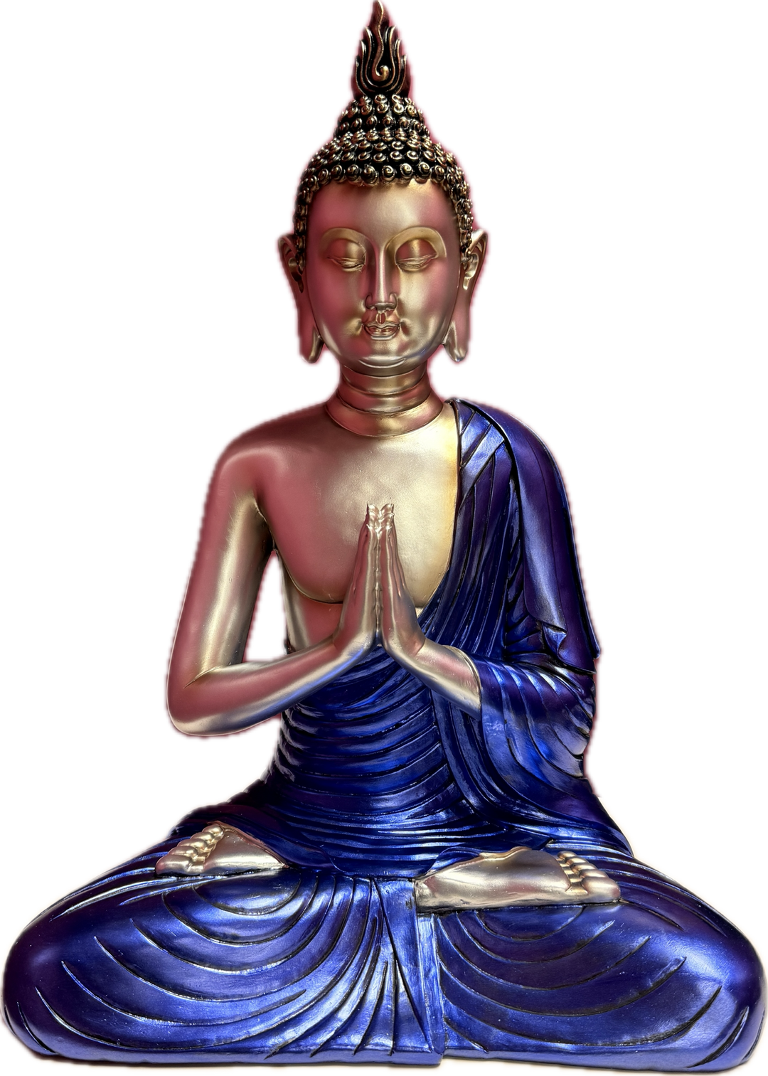20-inch Waves of Enlightenment Tibetan Buddha in Bluish Purple Robe