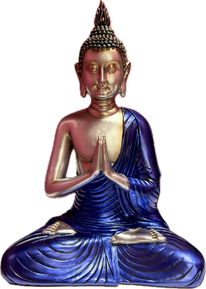 20-inch Waves of Enlightenment Tibetan Buddha in Bluish Purple Robe