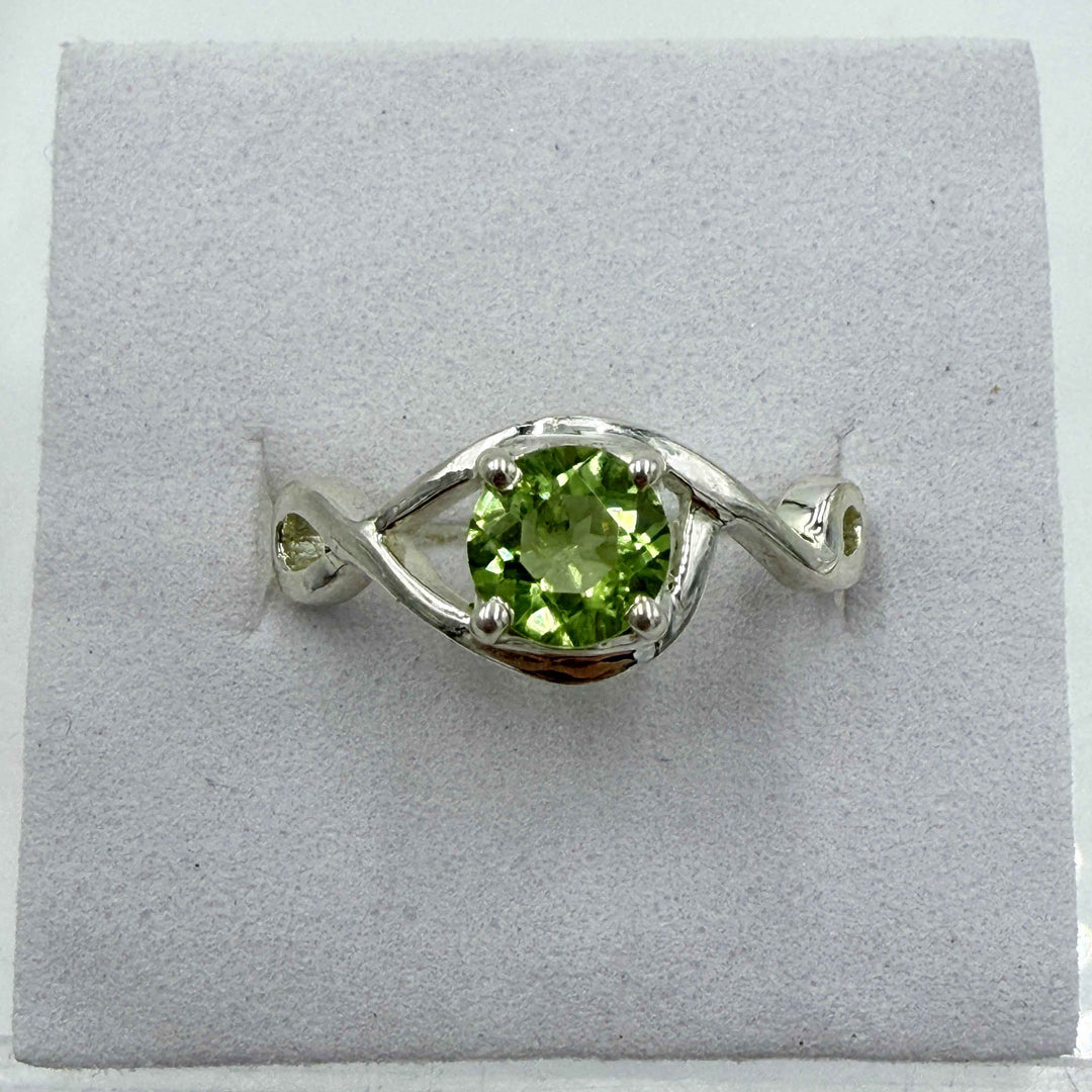 Sterling Silver Double Swirl Peridot Ring - Size 7 -Positivity, Growth & Renewal