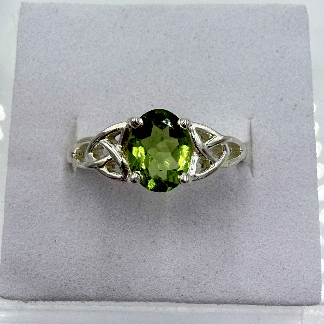 Sterling Silver Celtic Knot Banded Peridot Ring - Size 8-Positivity, Growth & Renewal