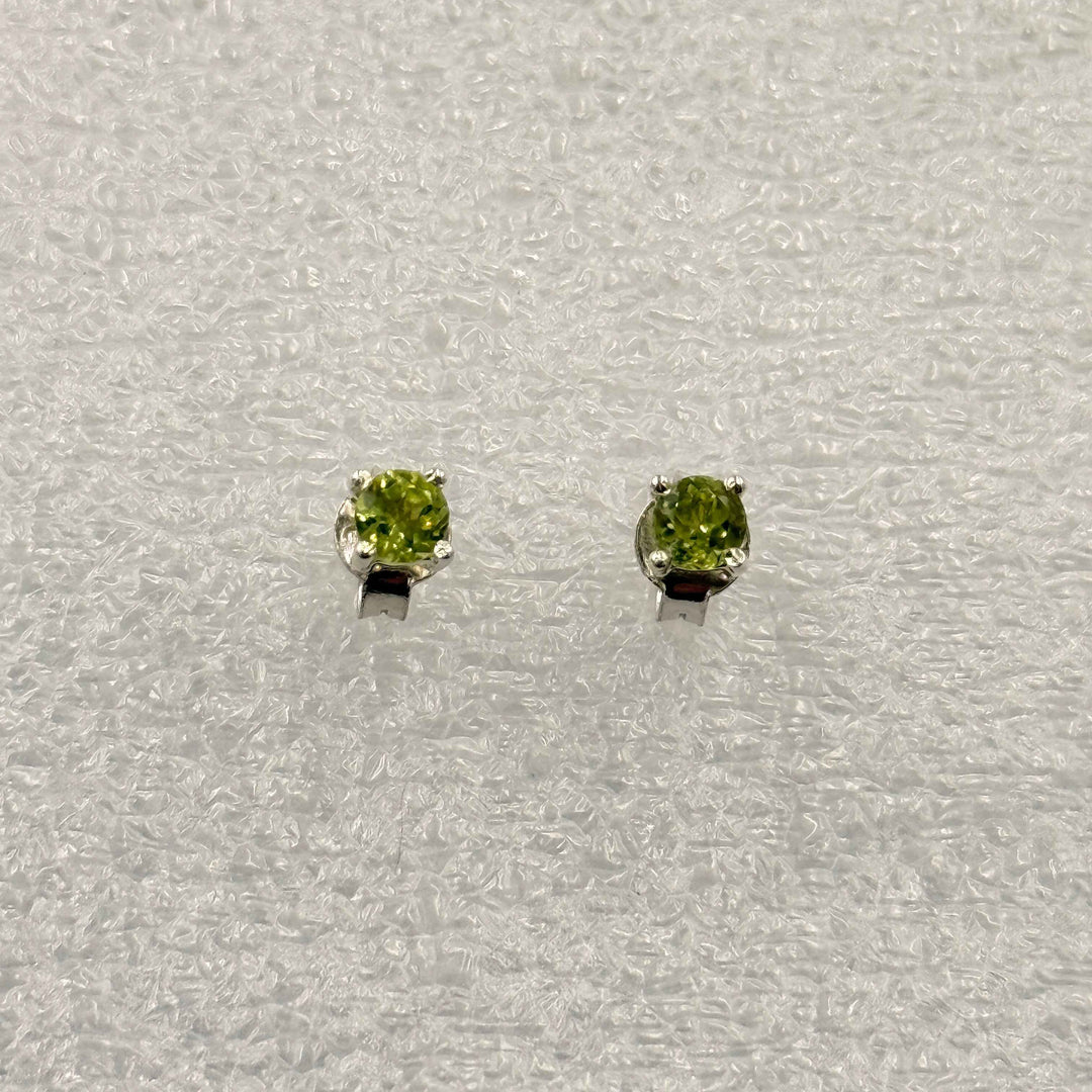 Sterling Silver Round Peridot Post Earrings Size 2