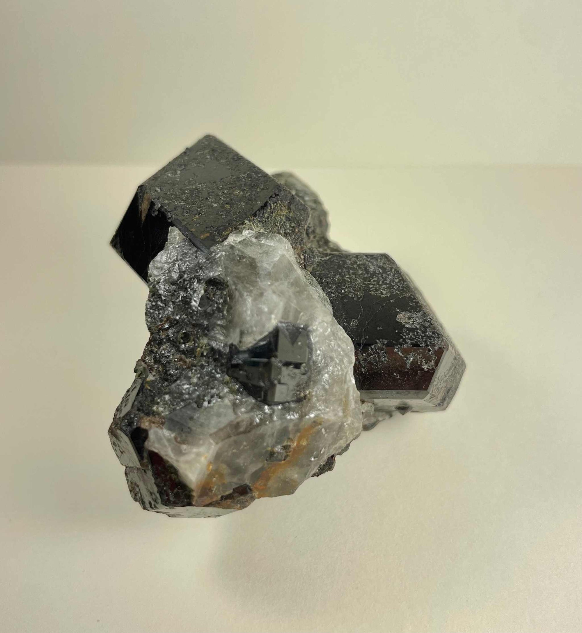 Melanite Garnet Cluster w/ Quartz 164g