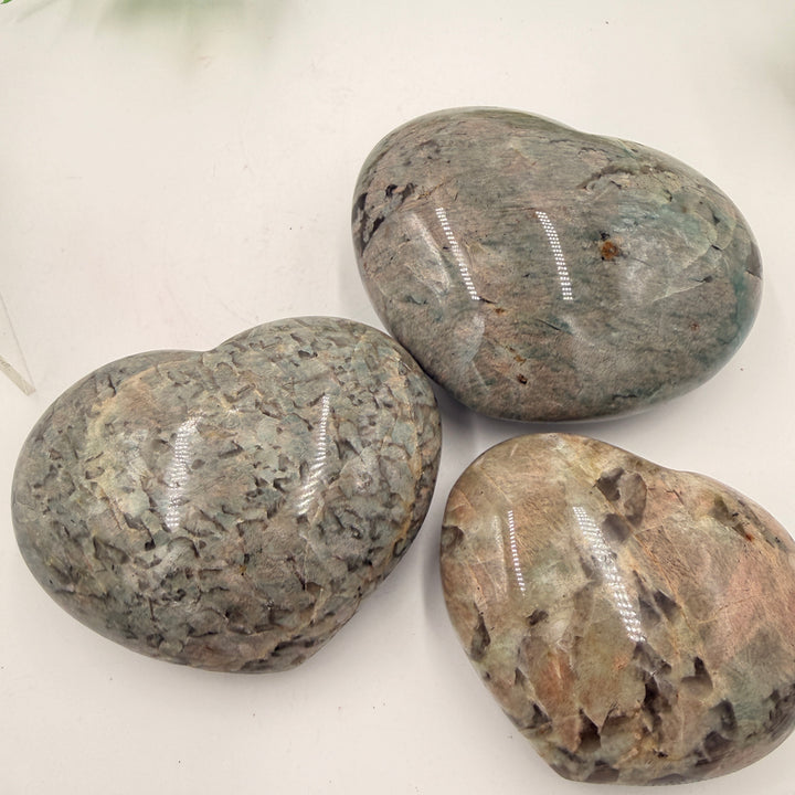 Garnierite Moonstone Puff Heart - Various Sizes