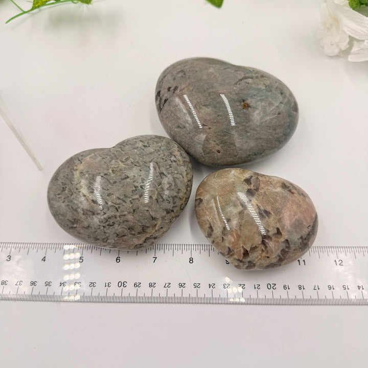Garnierite Moonstone Puff Heart - Various Sizes