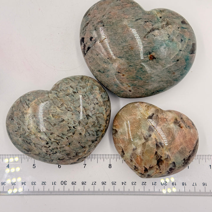 Garnierite Moonstone Puff Heart - Various Sizes