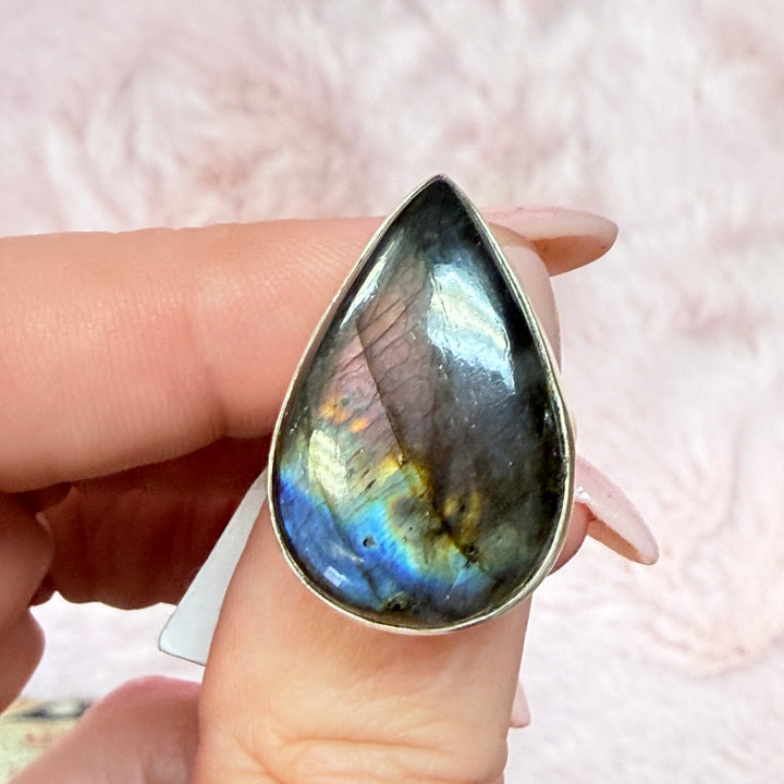 Sterling Silver Spectrolite Statement Ring - Purple Flash!