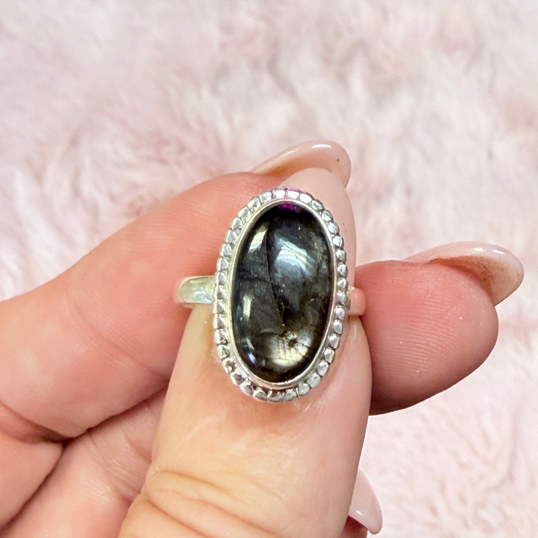 Sterling Silver Spectrolite Statement Ring - Purple Flash!
