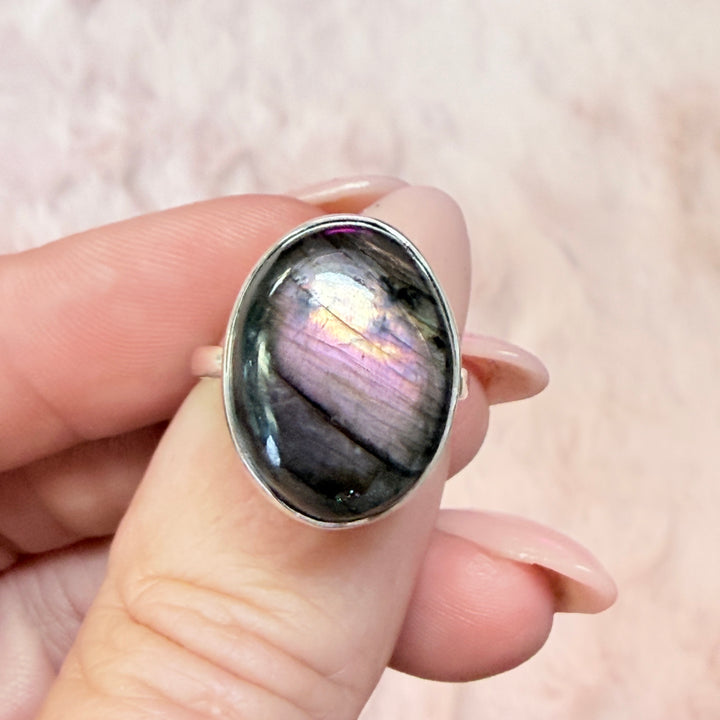 Sterling Silver Spectrolite Statement Ring - Purple Flash!