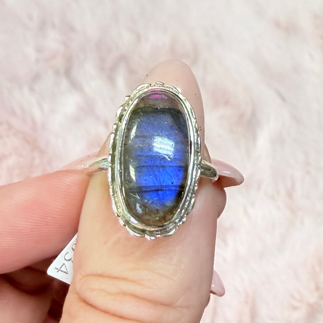 Sterling Silver Spectrolite Statement Ring - Purple Flash!