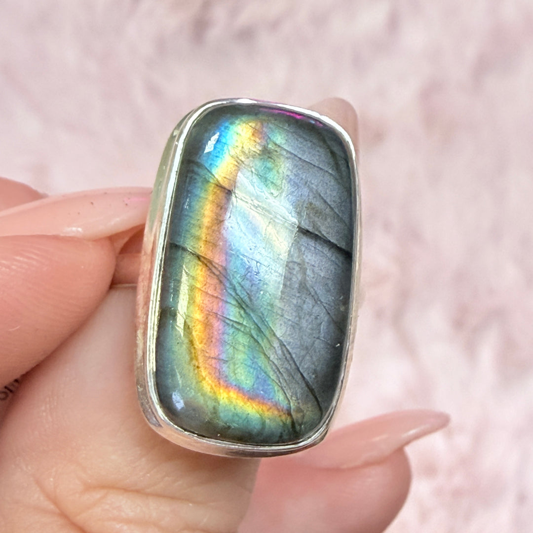 Sterling Silver Spectrolite Statement Ring - Purple Flash!