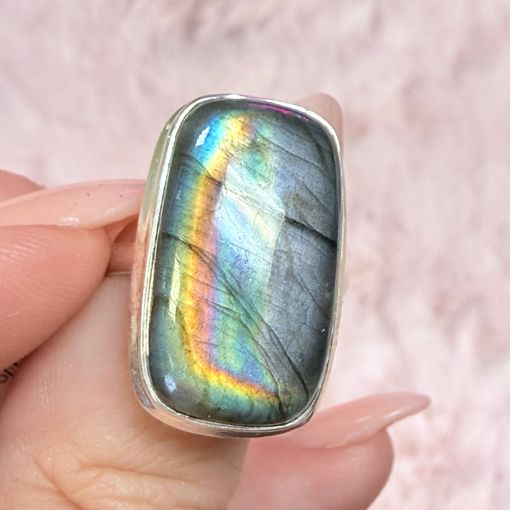Sterling Silver Spectrolite Statement Ring - Purple Flash!