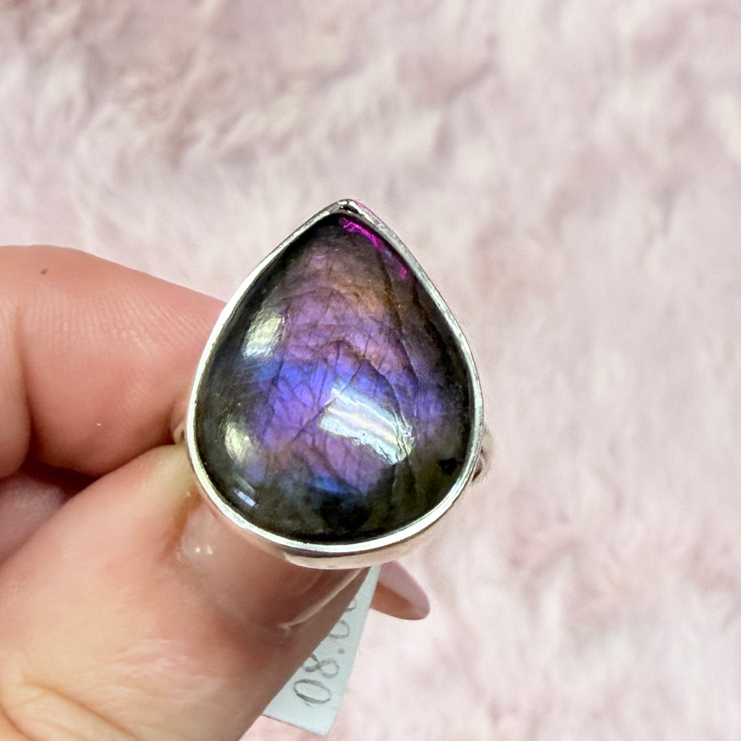 Sterling Silver Spectrolite Statement Ring - Purple Flash!