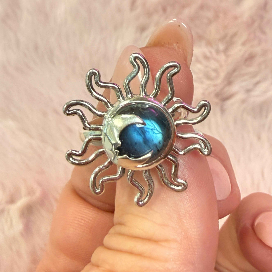 Labradorite Sun Moon Ring