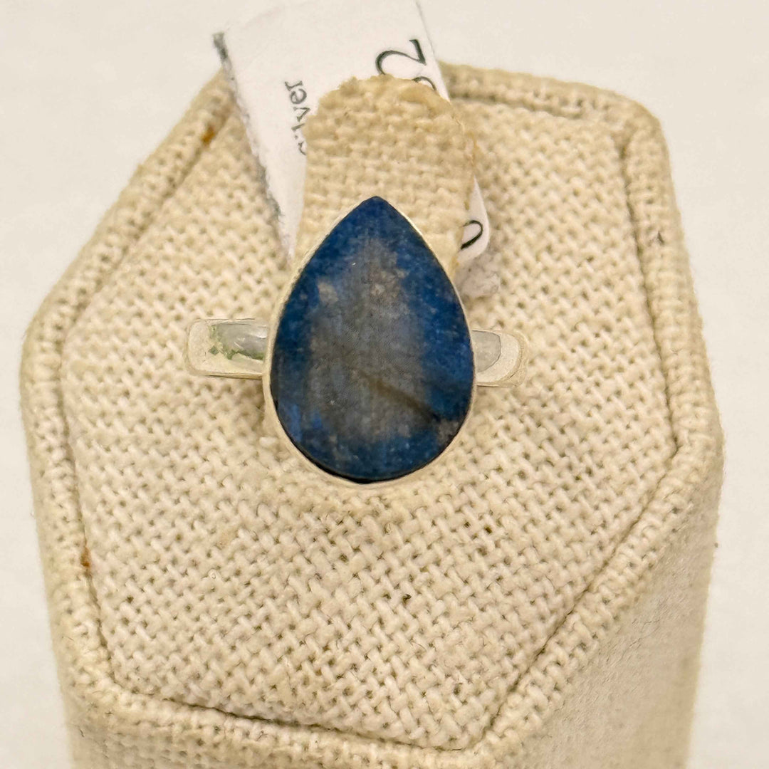 Sterling Silver Labradorite Petite Teardop Bezel Ring - Size 6