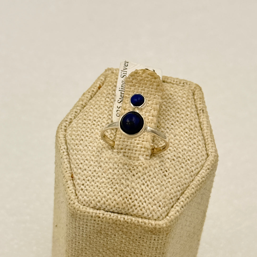 Sterling Silver Lapis Two Drop Bypass Ring Size 4