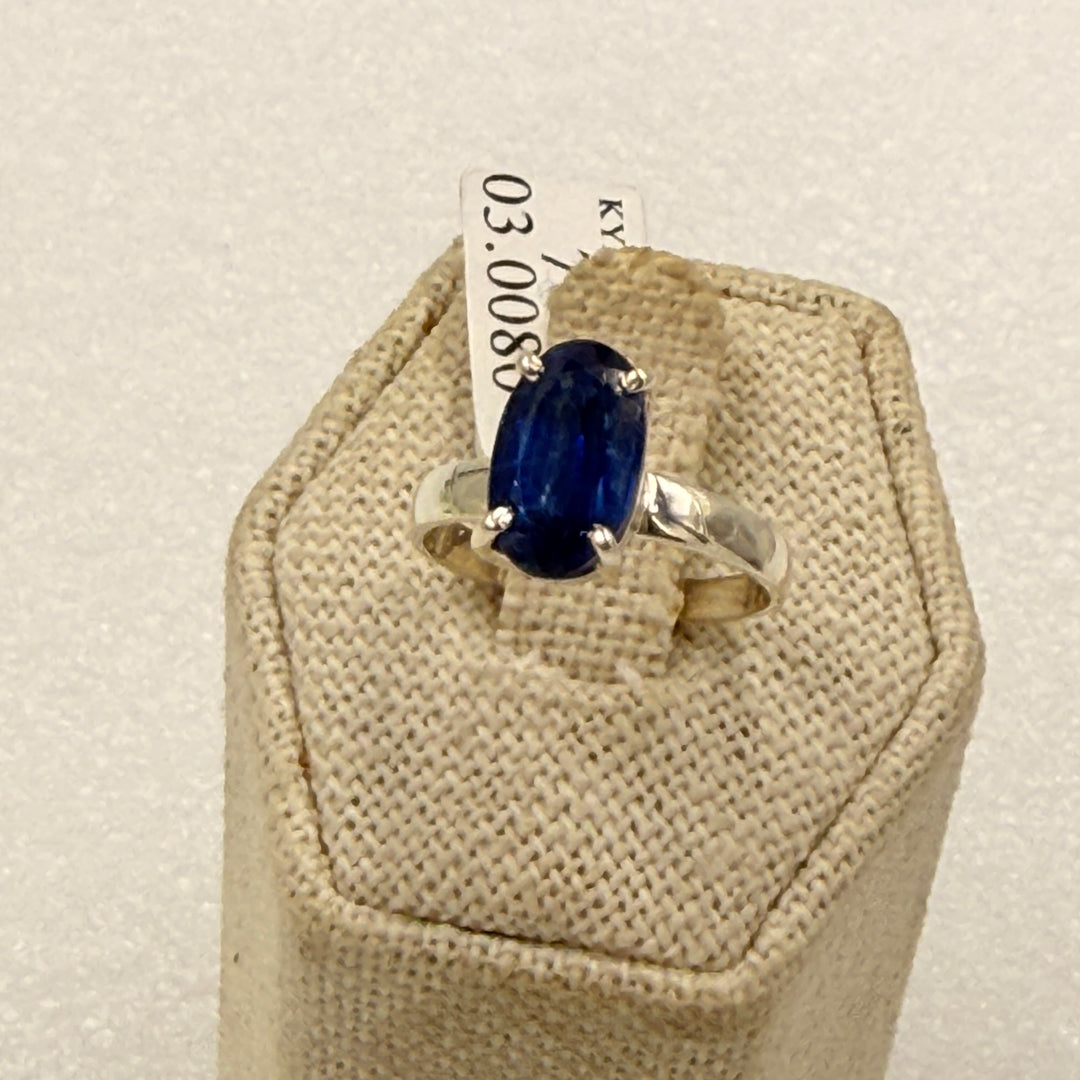 Sterling Silver Princess Blue Kyanite Oval Prong Solitaire Ring Size 7