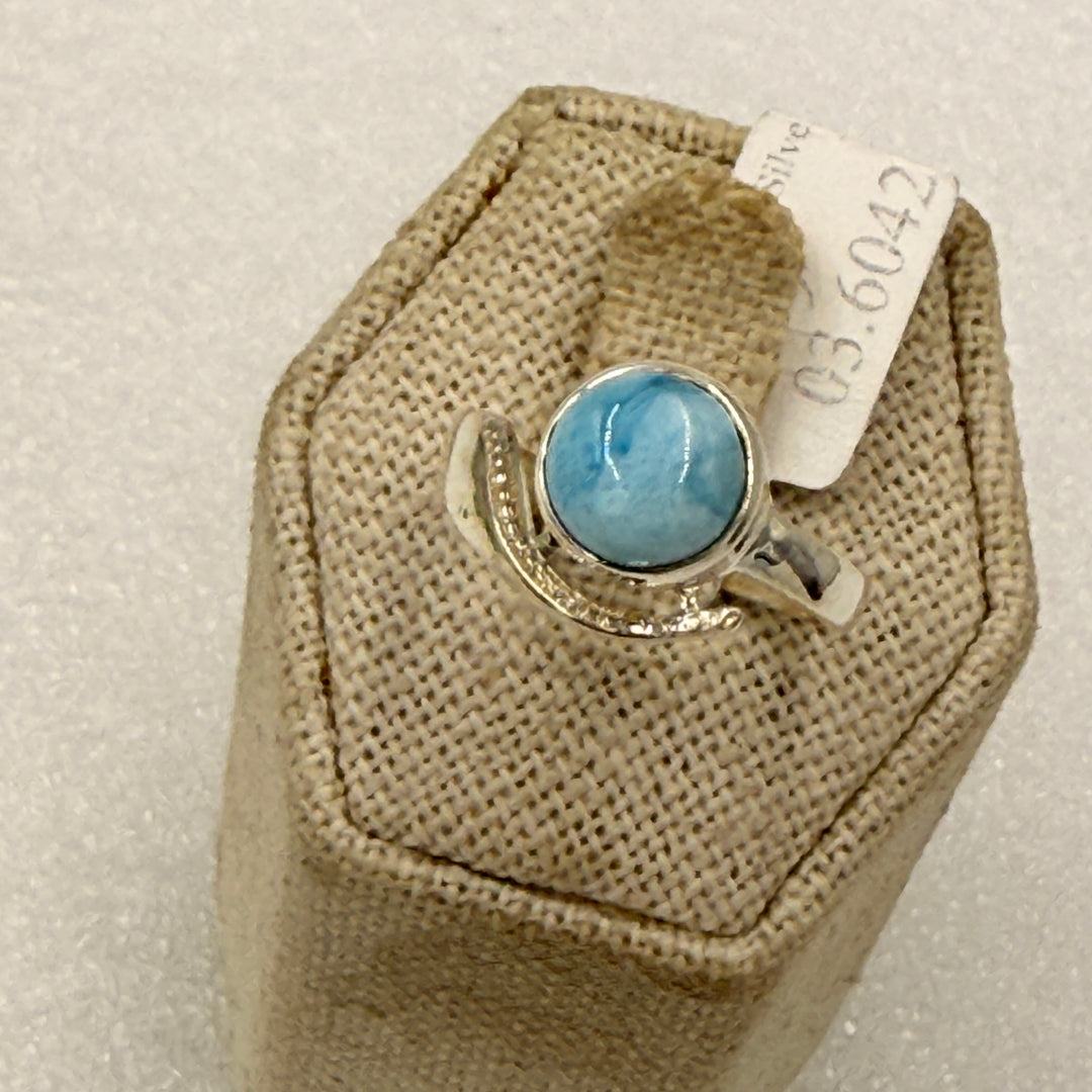 Sterling Silver Larimar Petite Oval Bypass Ring Size 9