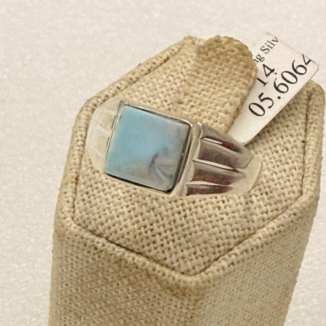 Sterling Silver Larimar Open Band Statement Ring Size 14
