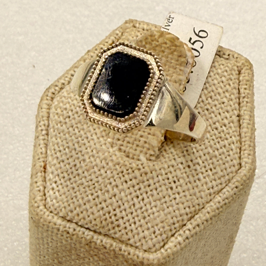 Sterling Silver Black Onyx Square Signet Ring