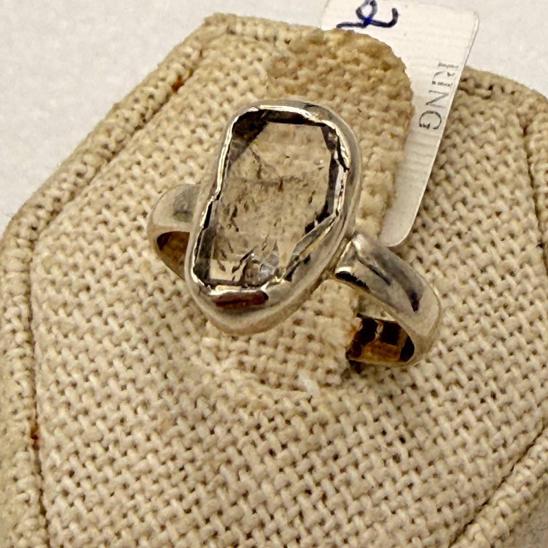 Sterling Silver Herkimer Diamond Freeform Bezel Ring Size 6