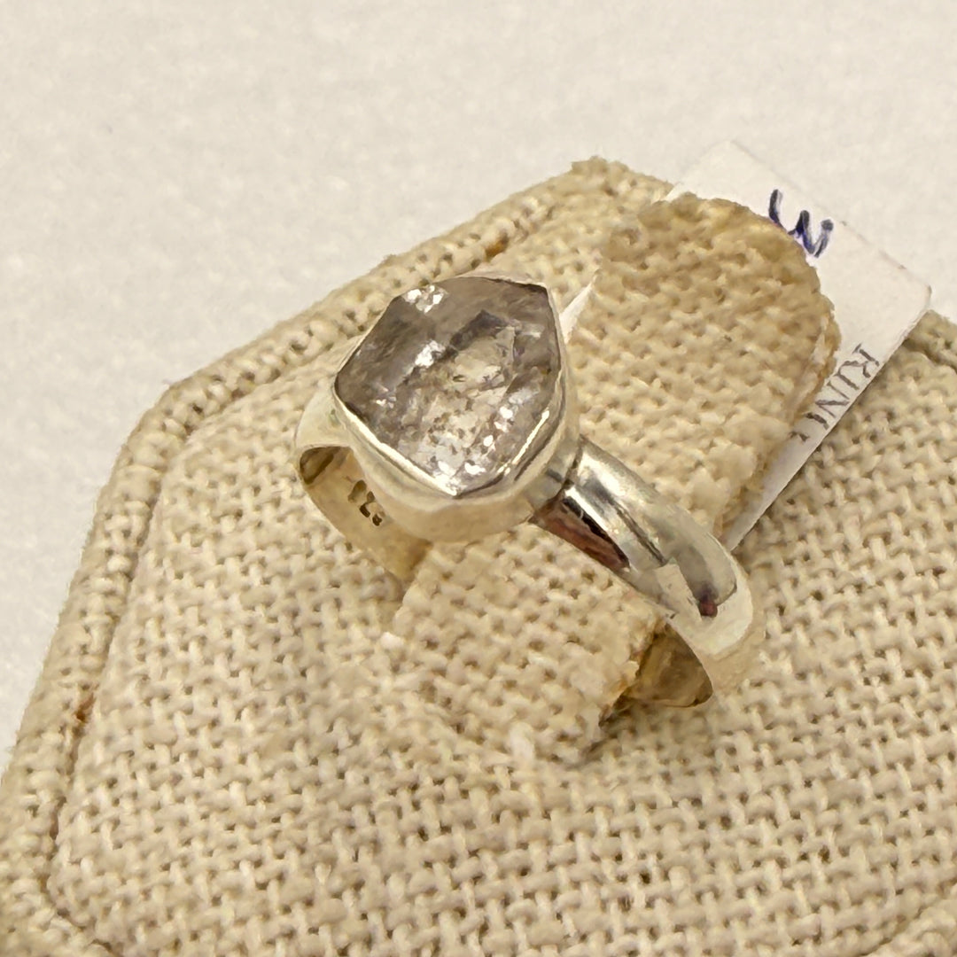 Sterling Silver Herkimer Diamond Nugget Bezel Ring Size 6