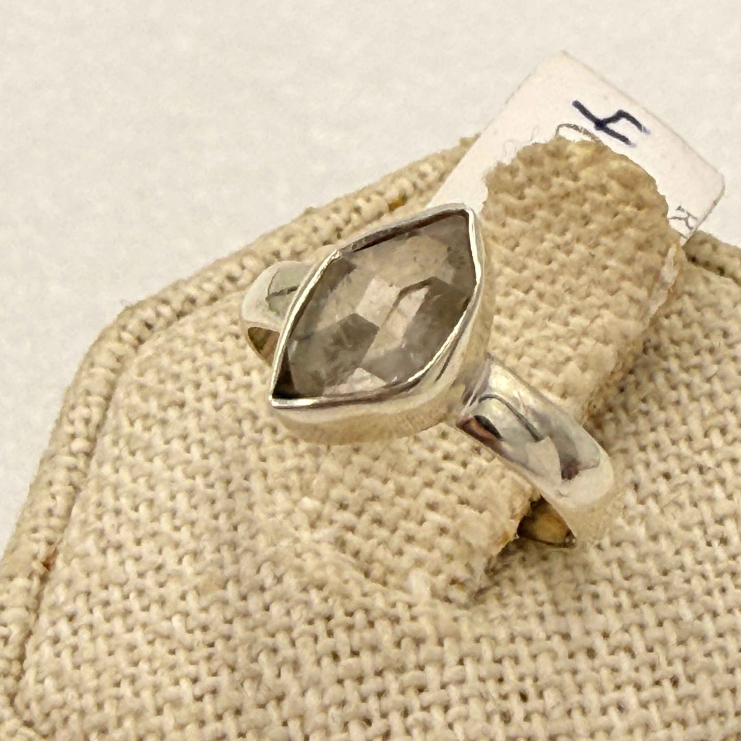 Sterling Silver Herkimer Diamond Trillion Bezel Ring Size 6