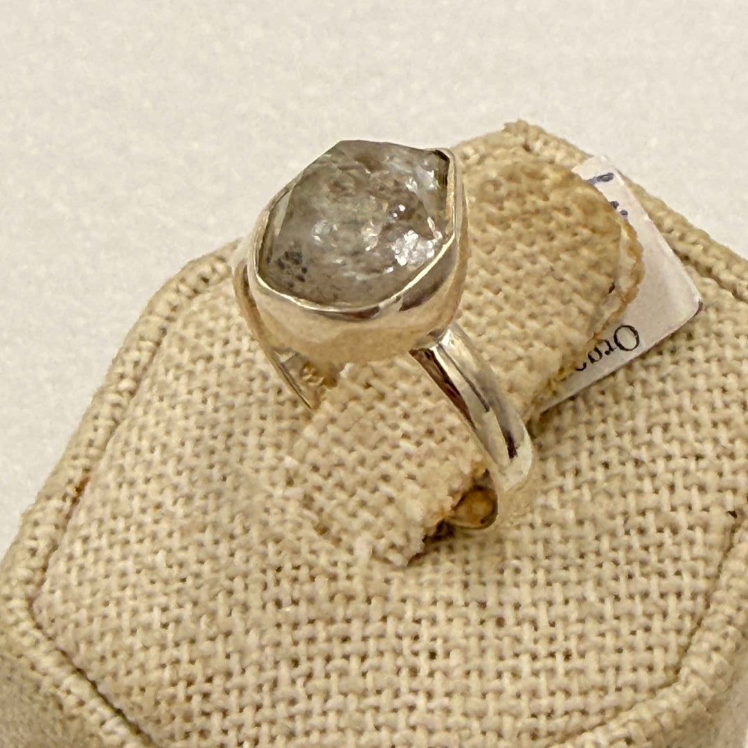 Sterling Silver Herkimer Diamond Pear Bezel Ring Size 7