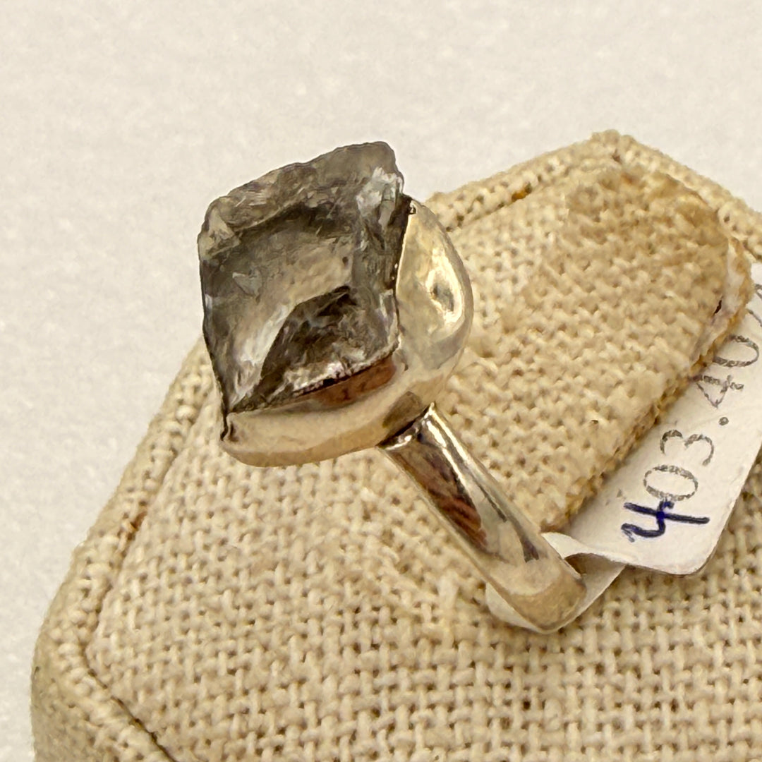 Sterling Silver Herkimer Diamond Wide Rough Bezel Ring Size 7