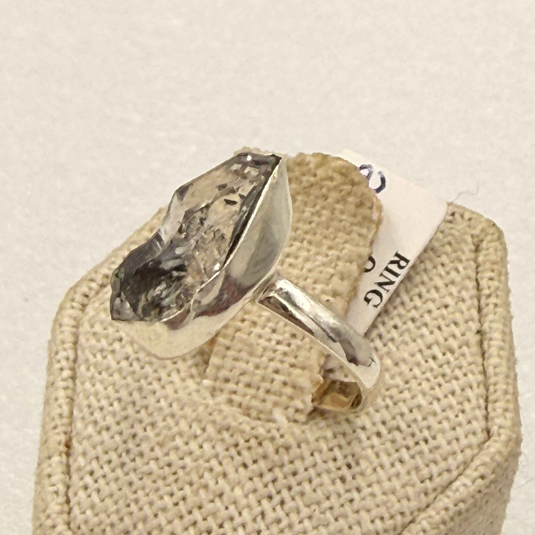 Sterling Silver Herkimer Diamond Small Pear Bezel Ring Size 8