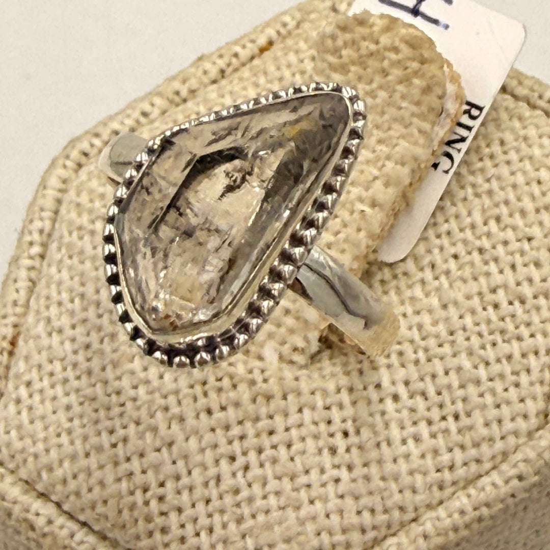 Sterling Silver Herkimer Diamond Kite Bezel Ring Size 8
