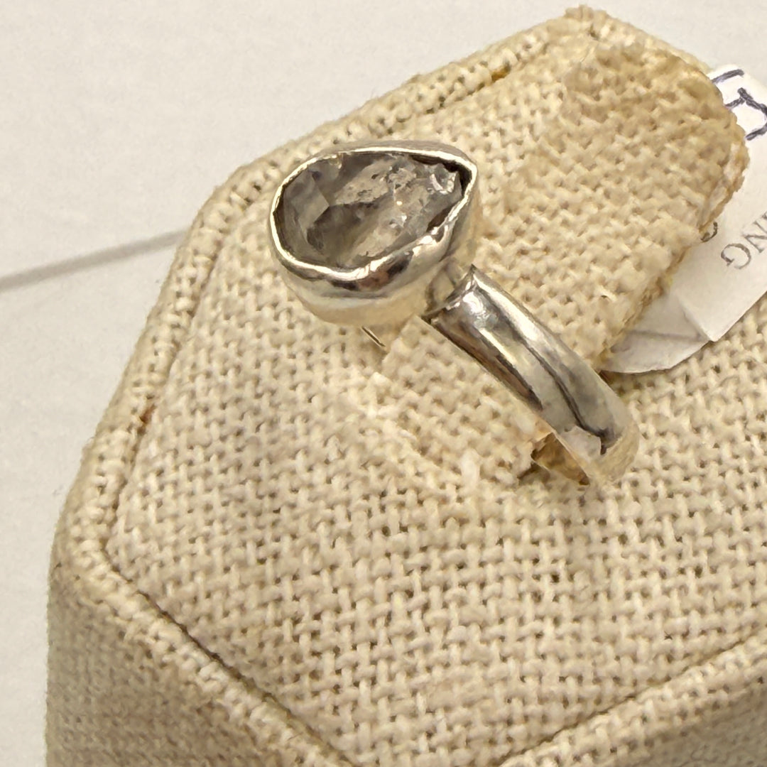Sterling Silver Herkimer Diamond Freeform Rough Bezel Ring Size 8