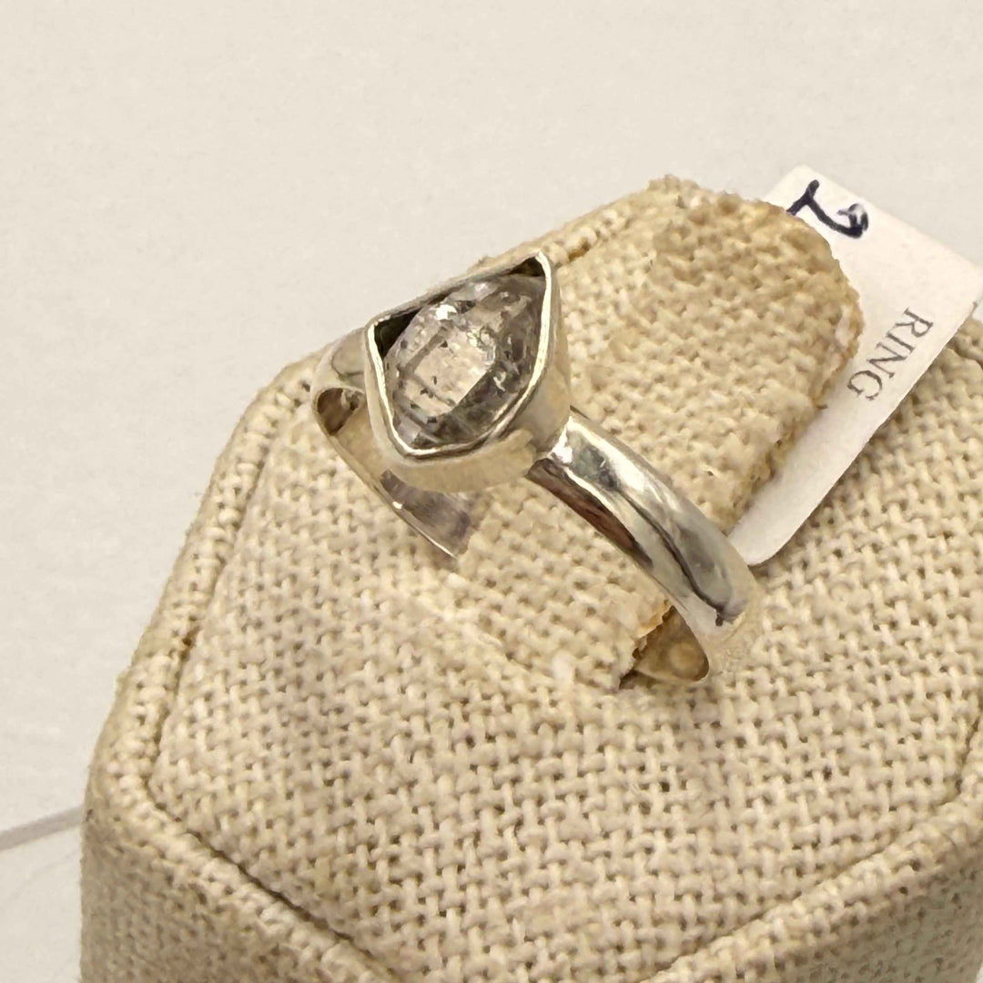 Sterling Silver Herkimer Diamond Kite Bezel Ring Size 9