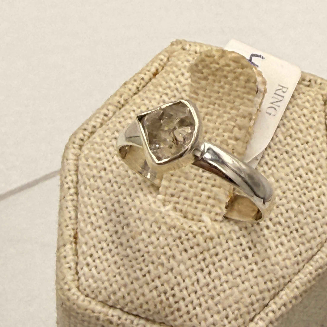Sterling Silver Herkimer Diamond Cushion Bezel Ring Size 9