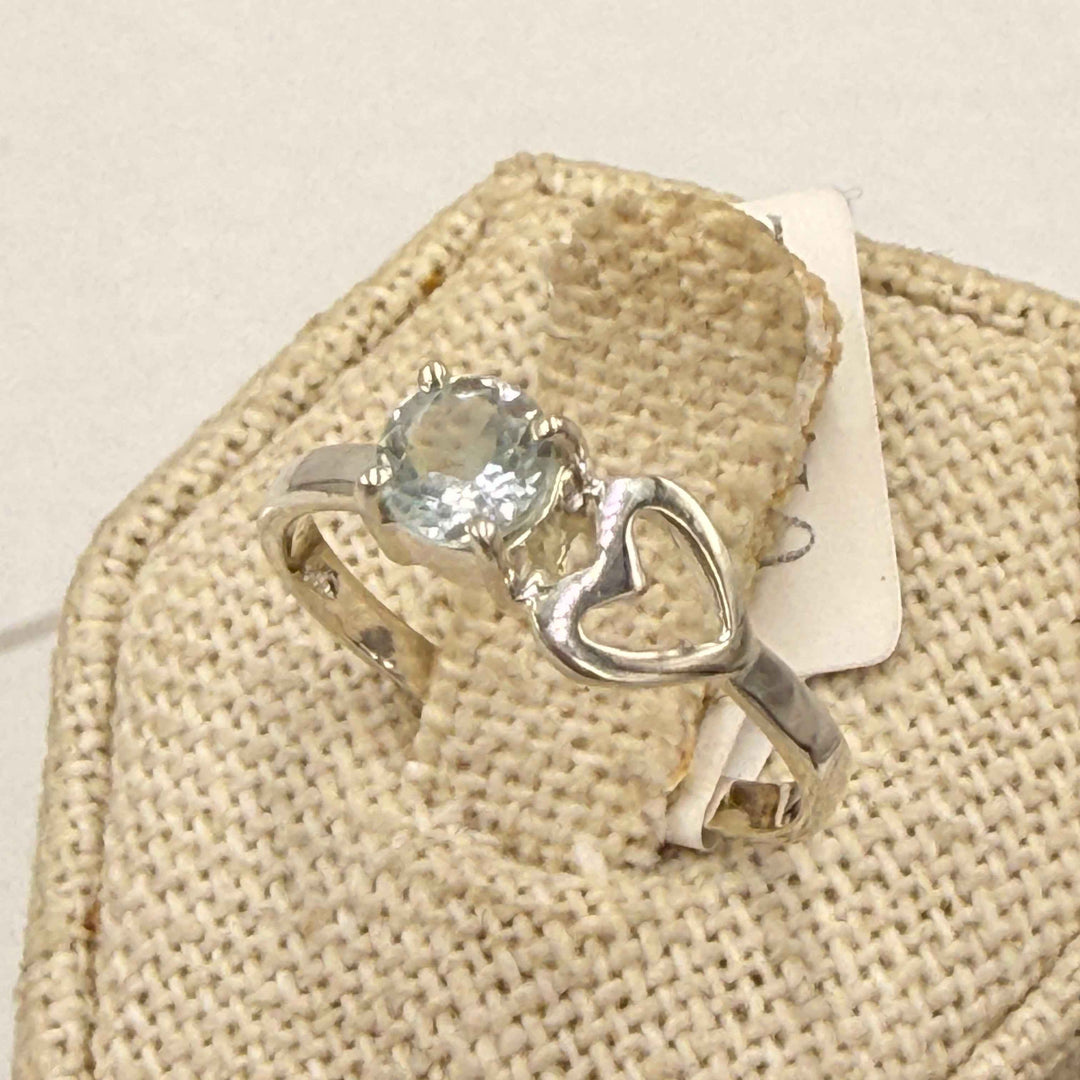 Sterling Silver Aquamarine Heart Ring size 8 from Sacred Crystals