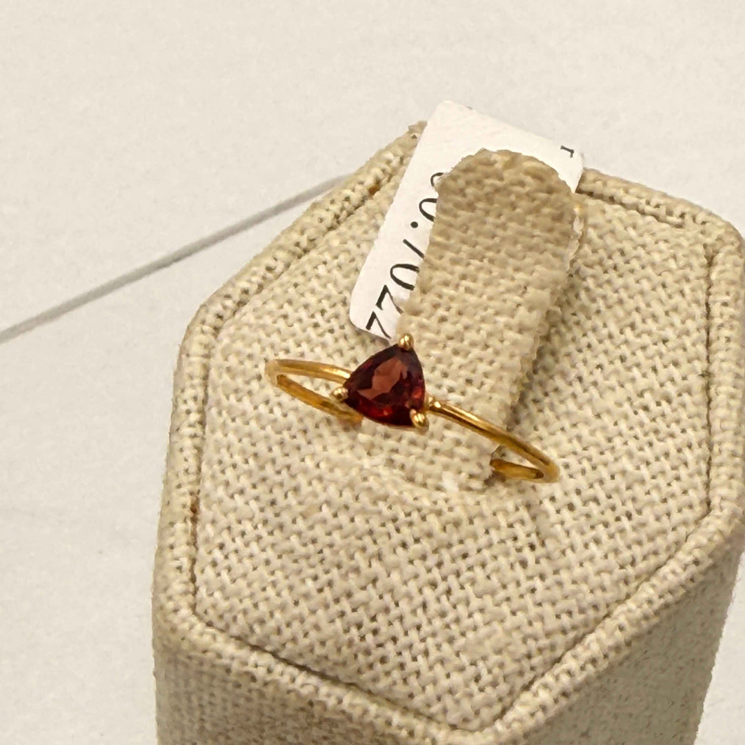 Gold Vermeil Garnet Trillion Cut Ring size 8 from Sacred Crystals
