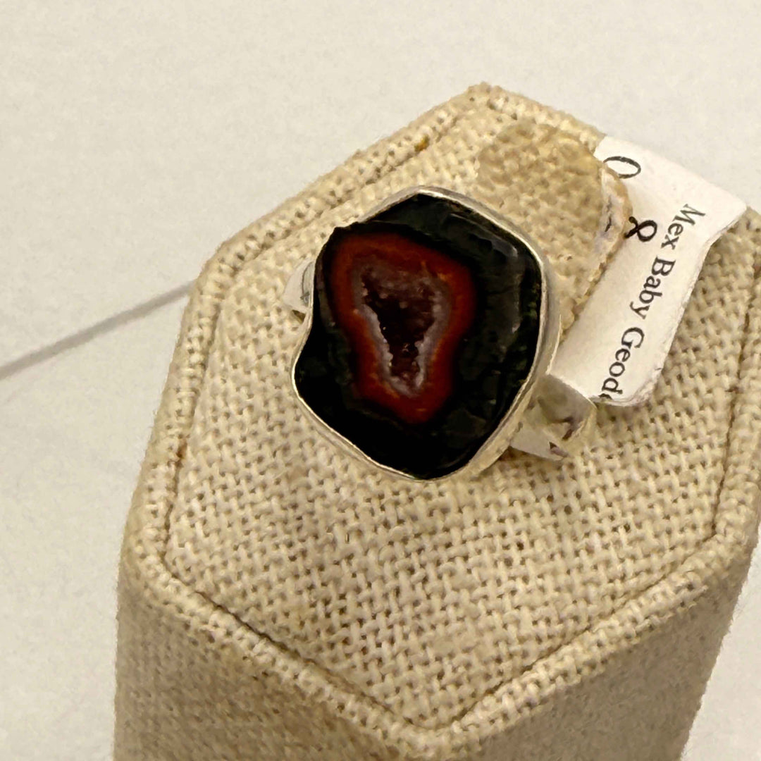 Sterling Silver Mexican Agate Geode Ring