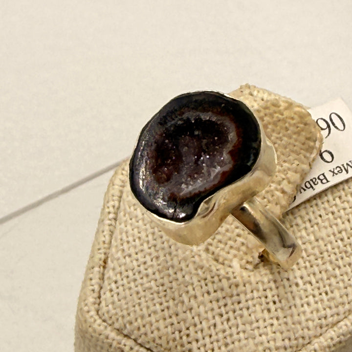 Sterling Silver Mexican Agate Geode Ring