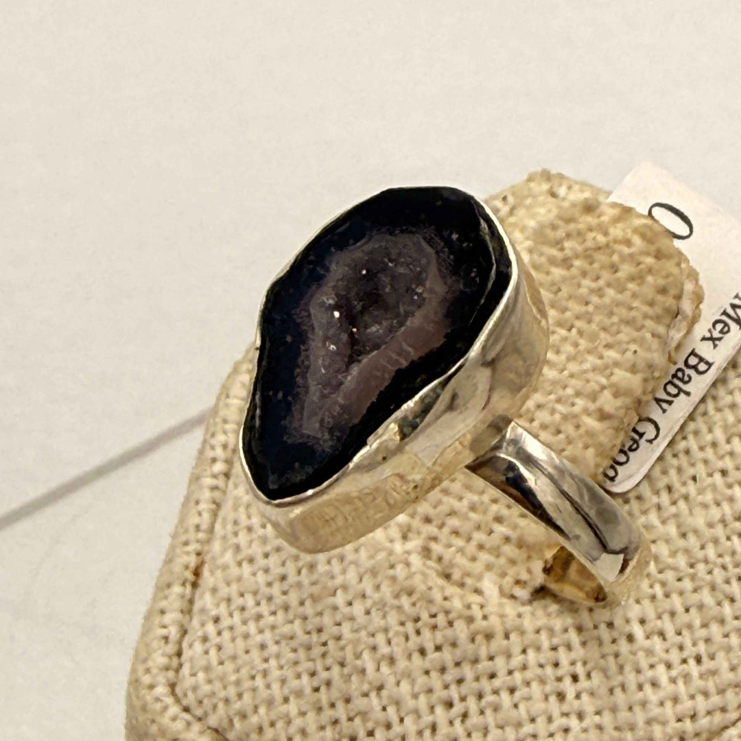 Sterling Silver Mexican Agate Geode Freeform Ring - Size 9
