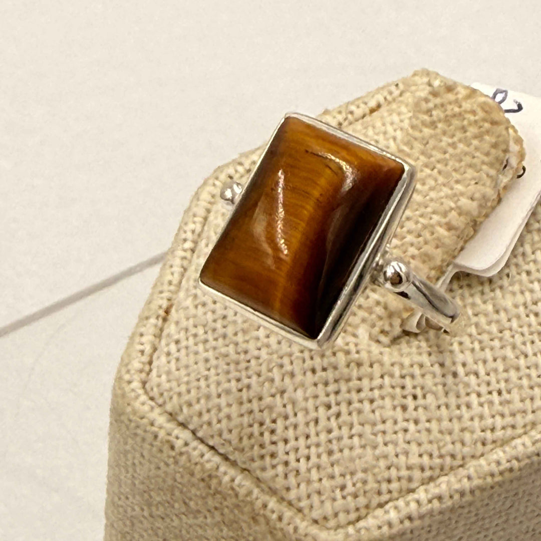 Sterling Silver Tiger Eye Rectangular Ring