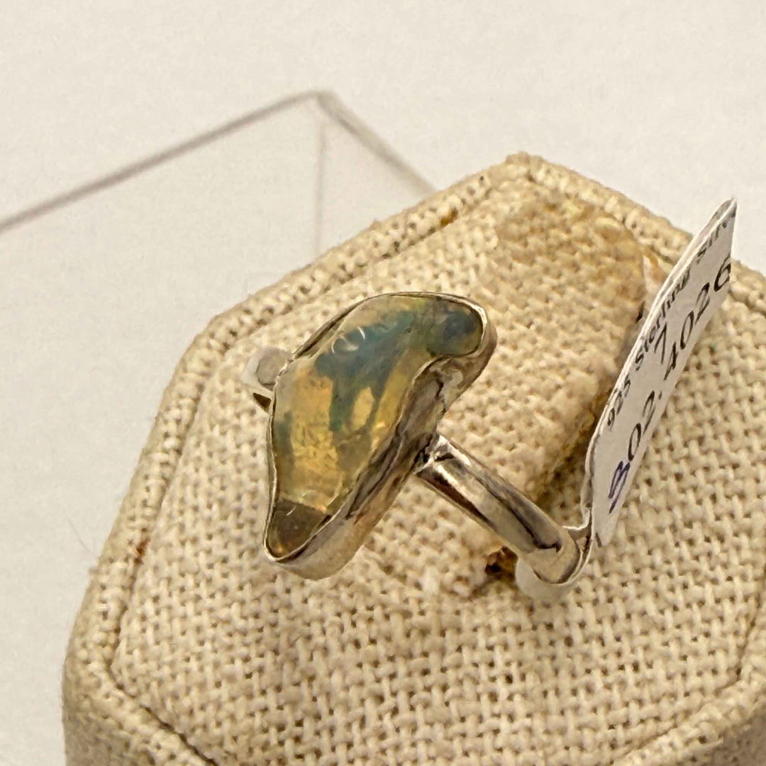 Sterling Silver Raw Ethiopian Opal Ring - Size 7